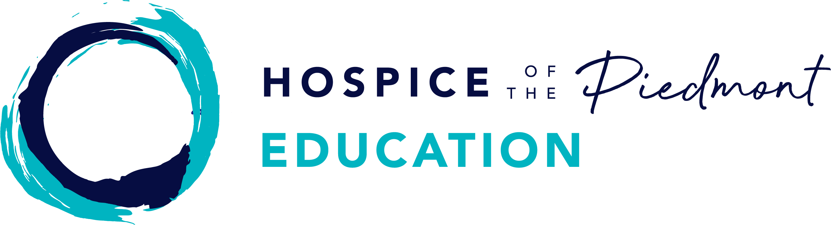 Light blue and dark blue logo with Hospice of the Piedmont Education