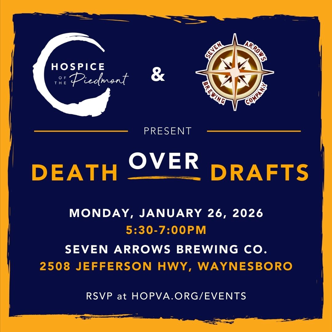 A promotional poster for Death Over Drafts at Seven Arrows Brewing Company in Waynesboro Virginia. The event starts at 5:30pm on Monday, January 26th