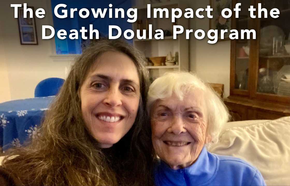 Death doula providing end-of-life support to hospice patient at home
